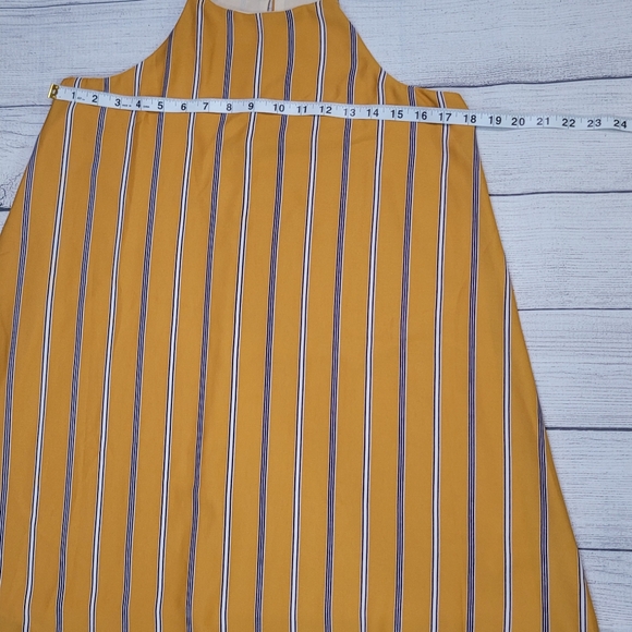 Lulus Sweet Little Lines Golden Yellow Stripe Shift Dress Med - Picture 8 of 12